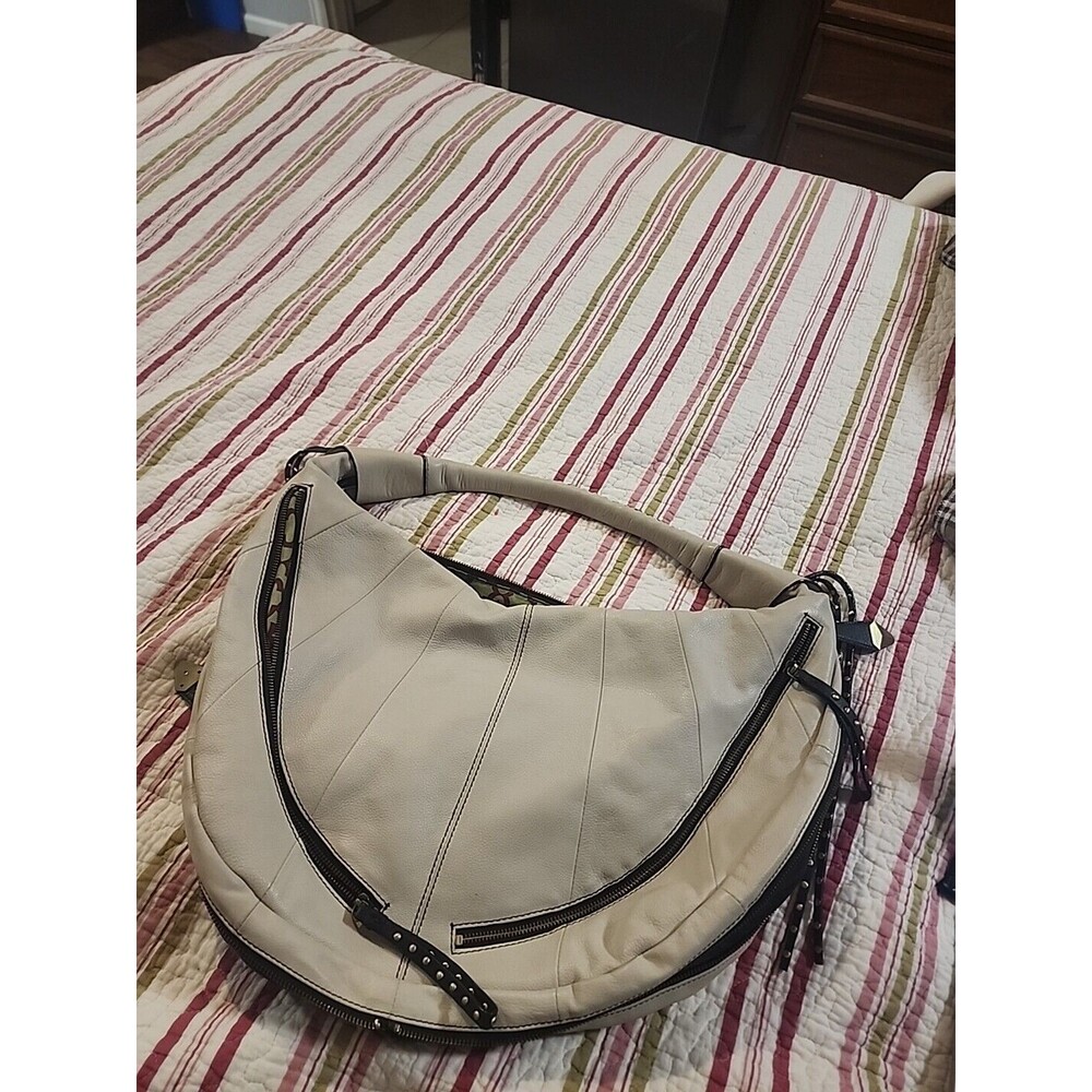 ORYANY Pale Clay Gray Bone Leather Women's Crossbody Tote Shoulder Bag EUC